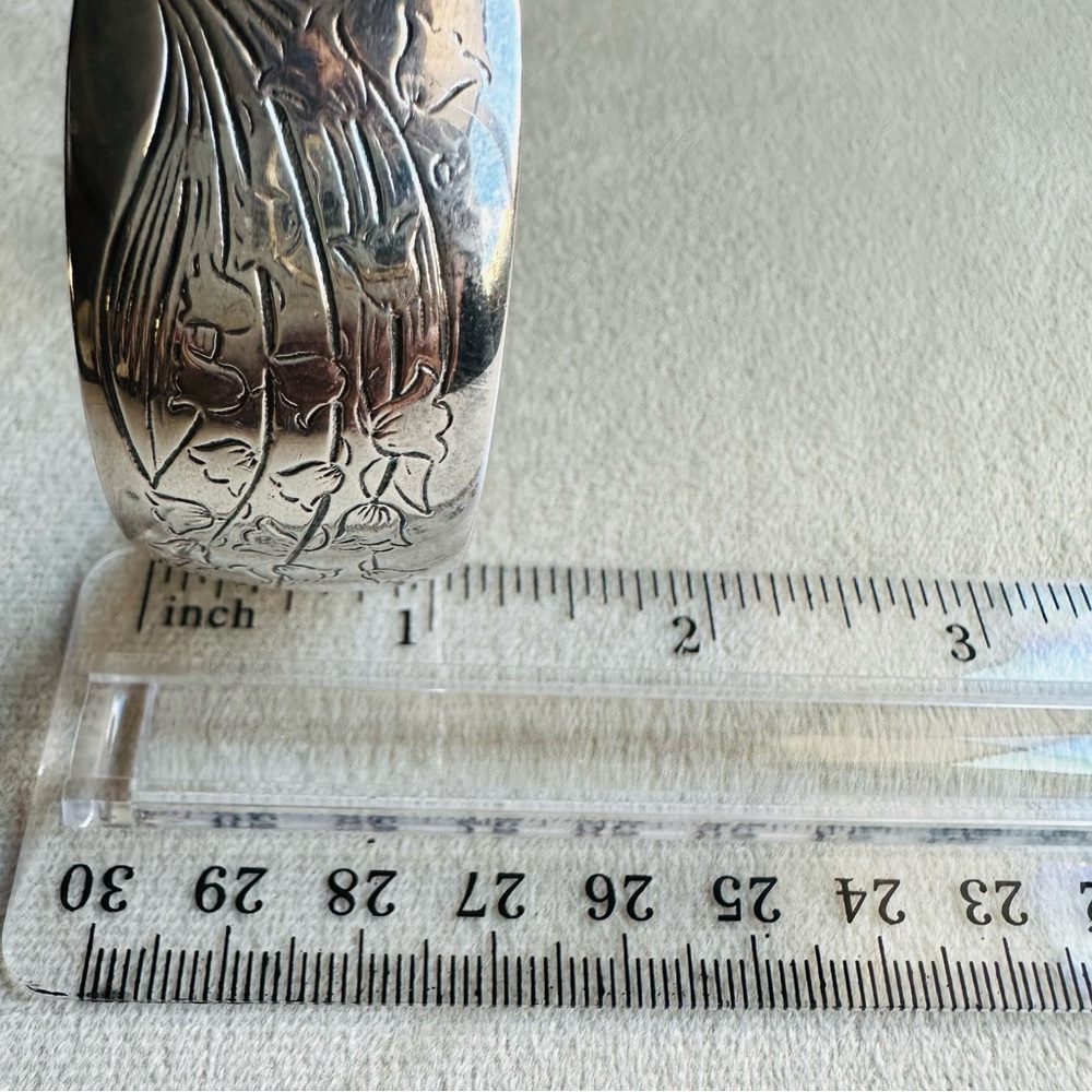 Vintage S. Kirk & Son Sterling Silver Floral Repoussé Cuff Bracelet – Size 159 - Picture 9 of 14
